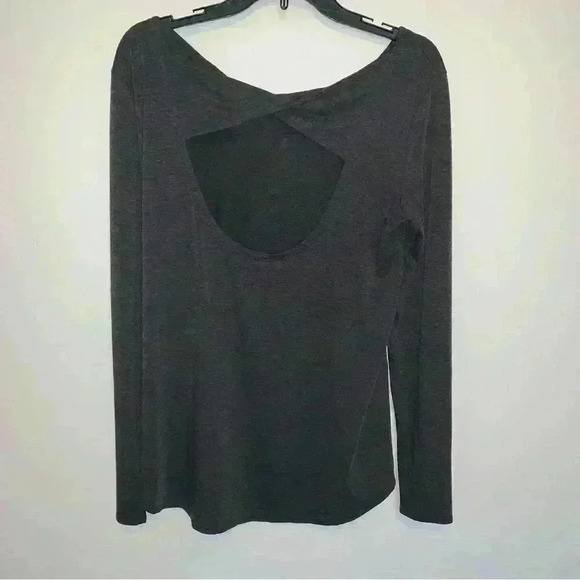 Athleta Open Back Flexlight Top Dark Heathered Gray Long Sleeve Athletic Size M - Picture 2 of 11